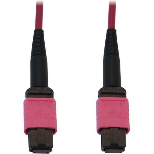 Eaton Tripp Lite Series 100G Multimode 50/125 OM4 Fiber Optic Cable (12F MTP/MPO PC F/F), LSZH, Magenta, 20 M (65.6 Ft.) 300/500