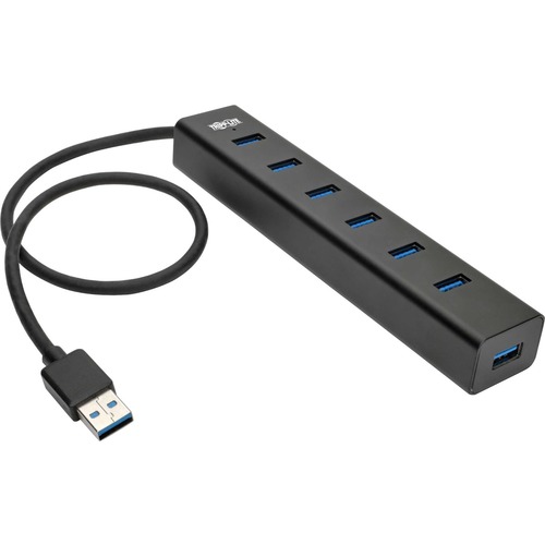 Tripp Lite By Eaton 7 Port USB A Mini Hub   USB 3.x (5Gbps), International Plug Adapters, Aluminum Housing 300/500