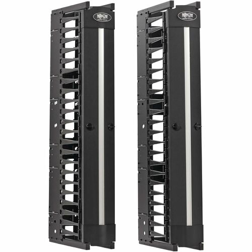 Tripp Lite By Eaton High Capacity Vertical Cable Manager   Deep Double Finger Duct With Cover, Single Sided, 6 In. Wide, Black, 7 Ft. (2.2 M) 300/500