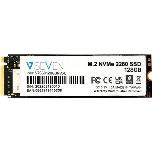 V7 128 GB Solid State Drive   M.2 Internal   PCI Express NVMe (PCI Express NVMe 3.0 X4) 300/500