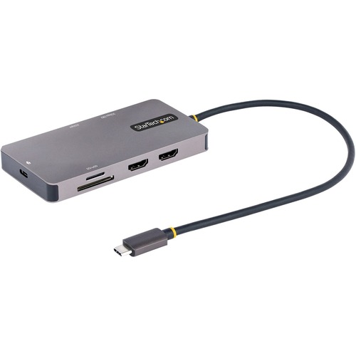 StarTech.com USB C Multiport Adapter, Dual HDMI, 4K 60Hz, 2x 5Gbps USB A Hub, 100W Power Delivery, GbE, SD/MicroSD, USB C Mini Dock 300/500