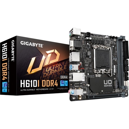 Gigabyte Ultra Durable H610I DDR4 Desktop Motherboard   Intel H610 Chipset   Socket LGA 1700   Mini ITX 300/500