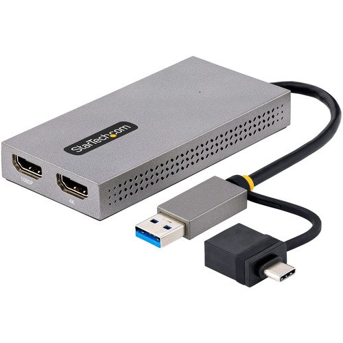 StarTech.com USB To Dual HDMI Adapter, USB A/C To 2x HDMI Displays (1x 4K30, 1x 1080p), USB 3.0 To HDMI Converter, 4in/11cm Cable, Win/Mac 300/500
