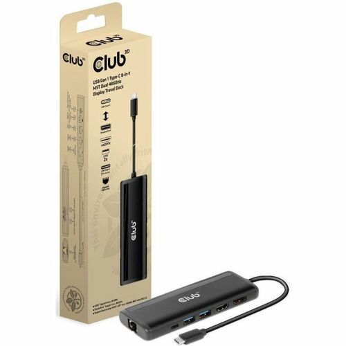 Club 3D USB Gen 1 Type C 8 In 1 MST Dual 4K60Hz Display Travel Dock 300/500