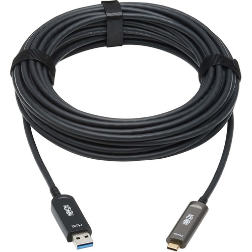 Tripp Lite By Eaton USB A To USB C AOC Cable (M/M)   USB 3.2 Gen 2 (10Gbps) Plenum Rated Fiber Active Optical   Data Only Backward Compatible Black 10 M (33 Ft.) 300/500