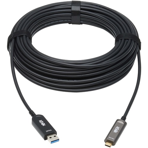 Tripp Lite By Eaton USB A To USB C AOC Cable (M/M)   USB 3.2 Gen 2 (10Gbps) Plenum Rated Fiber Active Optical   Data Only, Black, 10 M (33 Ft.) 300/500