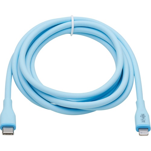 Eaton Tripp Lite Series Safe IT USB C To Lightning Sync/Charge Antibacterial Cable, Ultra Flexible, MFi Certified   USB 2.0 (M/M), Light Blue, 6 Ft. (1.83 M) 300/500