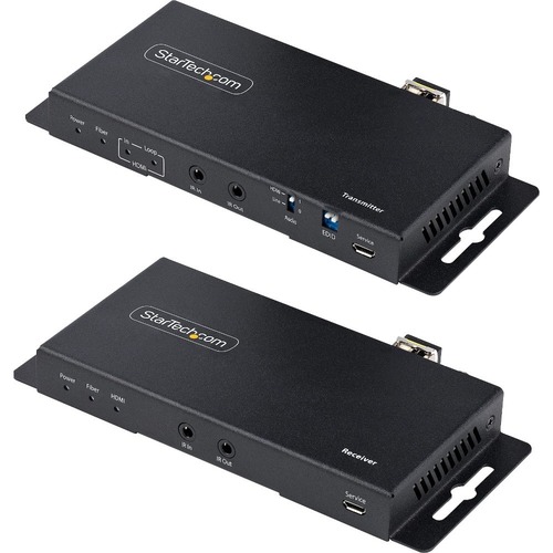 StarTech.com 4K HDMI Over Fiber Extender Kit, 4K 60Hz, 3300ft (1km) Single Mode/1000ft (300m) Multimode LC Fiber Optic, HDR, IR Extender 300/500