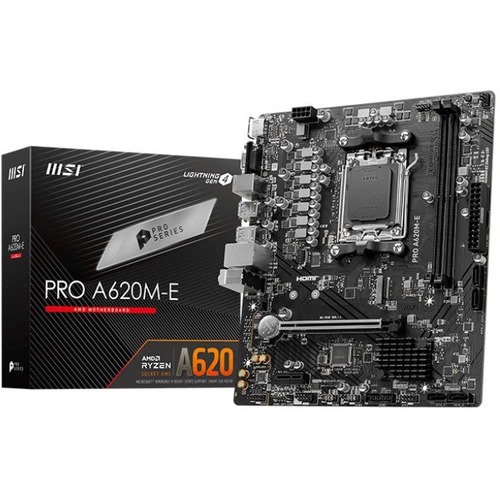 MSI Pro PRO A620M E Gaming Desktop Motherboard   AMD A620 Chipset   Socket AM5   Micro ATX 300/500
