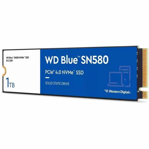 Western Digital Blue SN580 WDS100T3B0E 1 TB Solid State Drive   M.2 2280 Internal   PCI Express NVMe (PCI Express NVMe 4.0 X4)   Blue 300/500