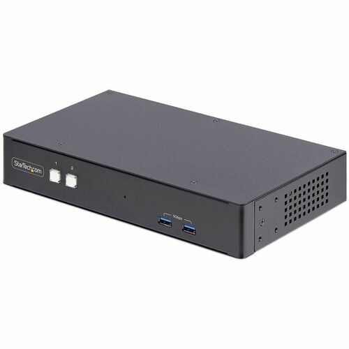 StarTech.com 2 Port Dual Monitor DisplayPort KVM Switch, RS232 Serial Control, 4K 60Hz, 2x USB 5Gbps Hub Ports, TAA Compliant 300/500