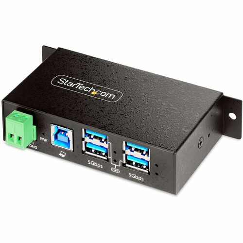 StarTech.com 4 Port Managed USB Hub, Heavy Duty Metal Industrial Housing, ESD & Surge Protection, Wall/Desk/Din Rail Mountable, USB 5Gbps 300/500