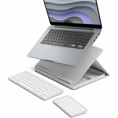 Logitech Casa Pop Up Desk Work From Home Kit With Laptop Stand, Wireless Keyboard & Touchpad, Bluetooth, USB C Charging, For Laptop/MacBook (10" To 17")   Windows, MacOS, ChromeOS, Nordic Calm (Sand/Off White) 300/500