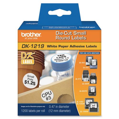 Brother DK1219   White Small Round Paper Labels 300/500