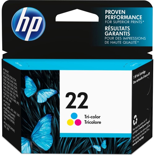 HP 22 Tri Color Ink Cartridge | Works With DeskJet D1300, D1400, D1500, D2300, D2400, F300, F2100, F2200, F4100, 3900; OfficeJet J3600, 4315, 5600; PSC 1410; Fax 1250, 3180 Series | C9352AN 300/500