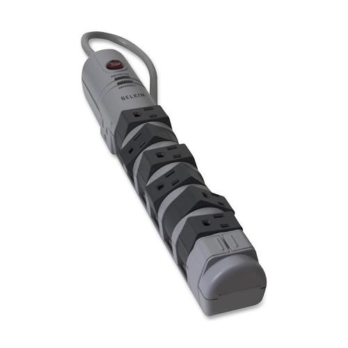 Belkin&reg; Pivot-Plug Surge Protector, 8 AC Outlets, 6' Cord, Gray