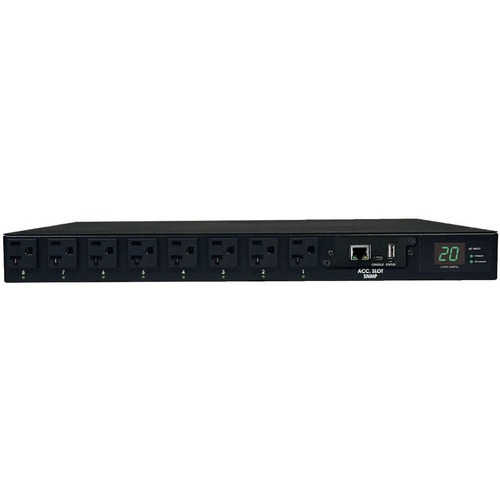 Tripp Lite by Eaton 1.9kW Single-Phase Switched Automatic Transfer Switch PDU, 2 120V L5-20P / 5-20P Inputs, 16 5-15/20R Outputs, 1U, TAA