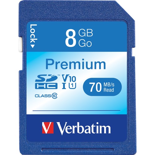Verbatim 8GB Premium SDHC Memory Card, UHS-I Class 10
