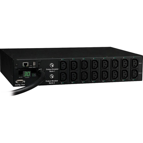 Tripp Lite by Eaton 5.5kW Single-Phase Switched PDU - LX Interface, 208/230V Outlets (16 C13), L6-30P Input, 12 ft. (3.66 m) Cord, 2U Rack-Mount, TAA