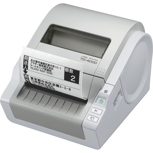Brother TD4000 Desktop Direct Thermal Printer - Monochrome - Label Print - USB - Serial - With Cutter - Gray, White