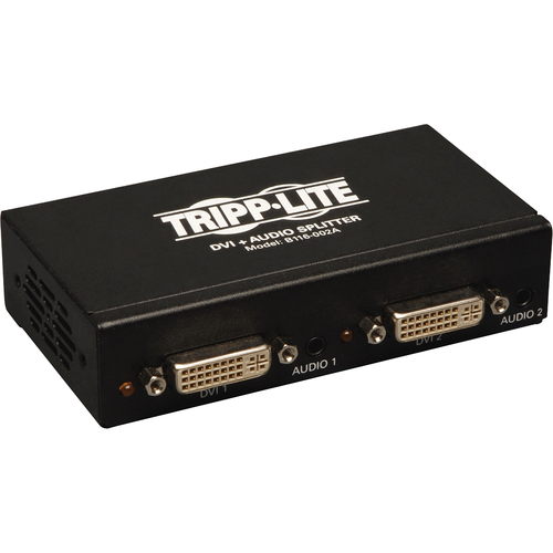 Tripp Lite by Eaton 2-Port DVI Splitter with Audio and Signal Booster, Single-Link 1920x1200 at 60Hz/1080p (DVI F/2xF), TAA