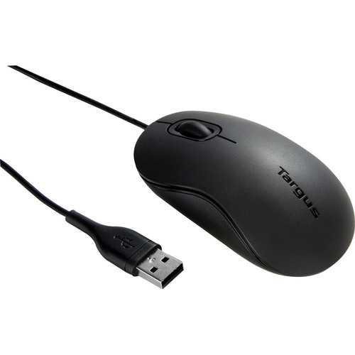 Targus USB Optical Laptop Mouse - Optical - Cable - Matte Black, Gray - USB