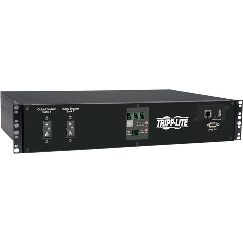Tripp Lite by Eaton 5.8kW Single-Phase Switched Automatic Transfer Switch PDU, Two 200-240V L6-30P Inputs, 16-C13 2-C19 & 1 L6-30R Outlet, 2U, TAA