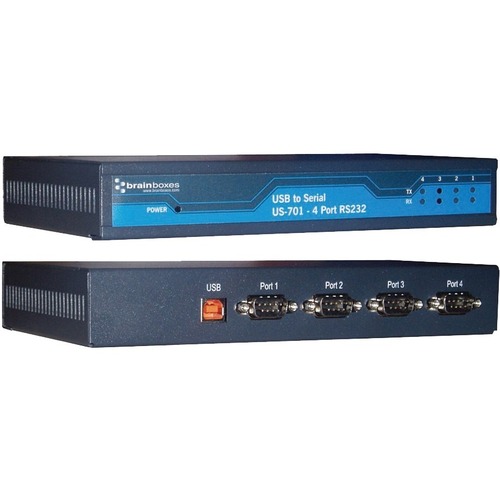 Brainboxes 4 Port RS232 USB to Serial Server