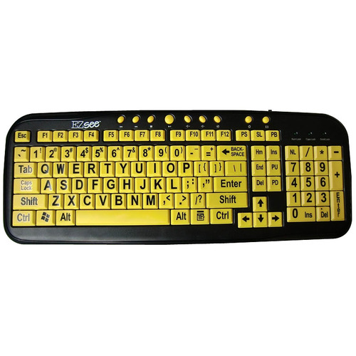 DataCal Ezsee Low Vision Keyboard Large Print Yellow Keys