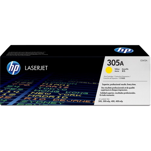 HP HEWCE412AG 305A Toner Cartridge Yellow Laser, 2600 Page Toner
