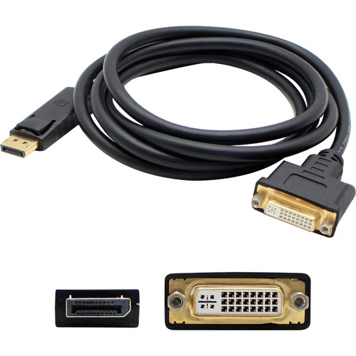 5PK DisplayPort 1.2 Male to DVI-I (29 pin) Female Black Active Adapters For Resolution Up to 1920x1200 (WUXGA)