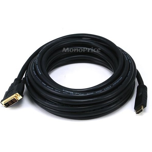 Monoprice 25ft 26AWG CL2 Standard HDMI to DVI Adapter Cable - Black