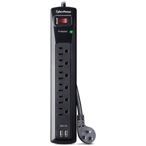 CyberPower CSP604U Professional 6-Outlets Surge with 1200J, 2-2.4A USB and 4FT Cord - Plain Brown Boxes