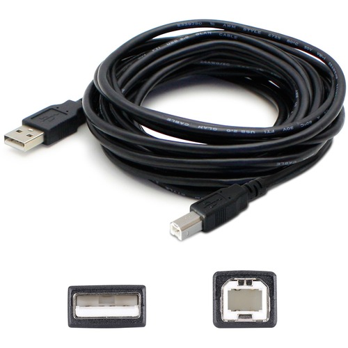 AddOn 15ft USB 2.0 (A) Male to USB 2.0 (B) Male Black Cable