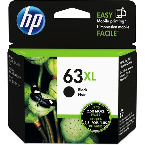 HP 63XL Original High Yield Inkjet Ink Cartridge - Black - 1 Each