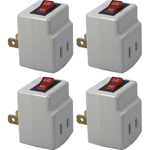 QVS 4-Pack Single-Port Power Adaptor with Lighted On/Off Switch