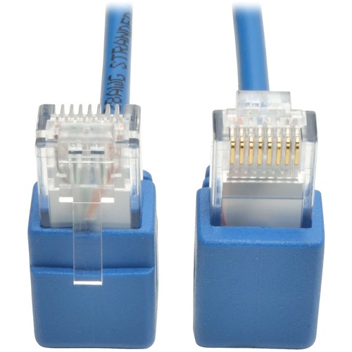 Eaton Tripp Lite Series Right-Angle Cat6 Gigabit Snagless Molded Slim UTP Ethernet Cable (RJ45 M/M), Blue, 2 ft. (0.61 m)