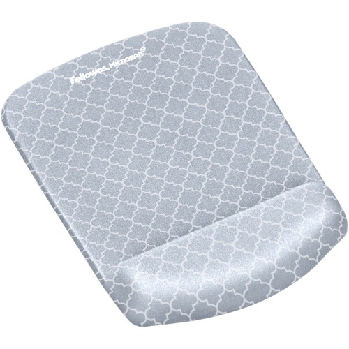 Fellowes PlushTouch&trade; Mouse Pad Wrist Rest with Microban&reg; - Gray Lattice