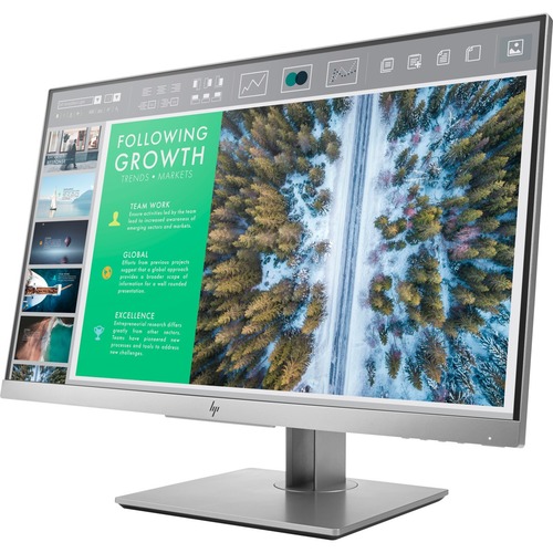 HP E243 24" EliteDisplay Business Monitor  -  1920 x 1080 Full HD display - 5 ms response time - In-plane switching technology - Adaptable for a single footprint set up - 4 way comfort adjustability