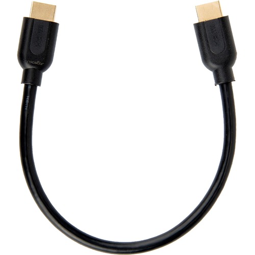 Rocstor Premium 1ft High Speed HDMI (M/M) Cable with Ethernet - Cable Length: 1ft - HDMI for Audio/Video Device - 1.28 GB/s - 1 ft - 1 x HDMI Male Digital Audio/Video - 1 x HDMI Male Digital Audio/Video - Gold Plated Connector - Black ETHERNET CAB...