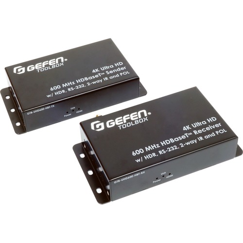Gefen 4K Ultra HD 600 MHz HDBaseT Extender, 18.2 Gbps, 264ft/80m HDMI, RS-232 & Bi-Directional IR, 12-bit Deep Color, HDR, Dolby Atmos, HDCP 2.2 Support