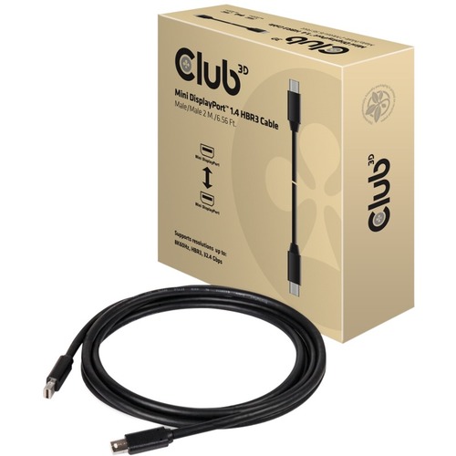Club 3D MiniDisplayPort 1.4 HBR3 Cable M/M 2m/6.56 Ft.