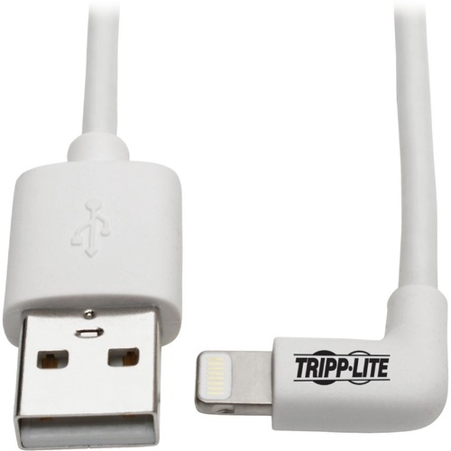 Eaton Tripp Lite Series USB-A to Right-Angle Lightning Sync/Charge Cable, MFi Certified - White, M/M, USB 2.0, 6 ft. (1.83 m)