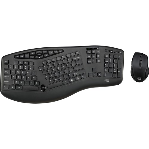 Adesso TruForm Media 1600 - Wireless Ergonomic Keyboard and Optical Mouse