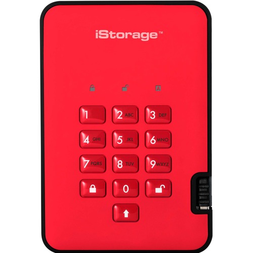 iStorage diskAshur2 2 TB Portable Rugged Solid State Drive - 2.5" External - Red - TAA Compliant
