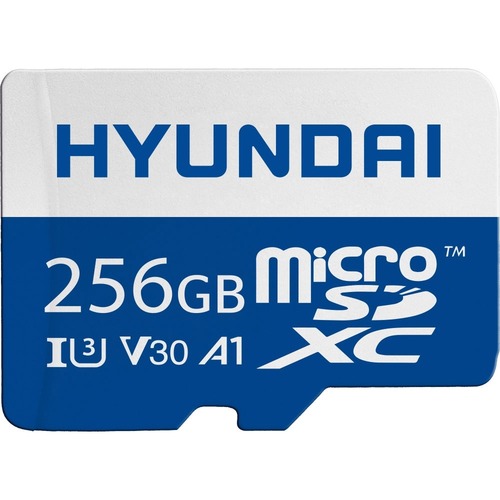 Hyundai 256GB microSDXC UHS-1 Memory Card with Adapter, 95MB/s (U3) 4K Video, Ultra HD, A1, V30
