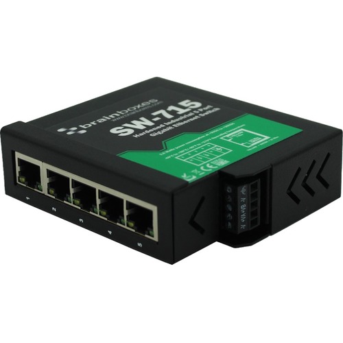 Brainboxes Hardened Industrial 5 Port Gigabit Ethernet Switch DIN Rail Mountable