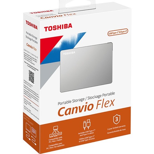Toshiba Canvio Flex HDTX140XSCCA 4 TB Portable Hard Drive - External - Silver