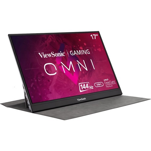 ViewSonic VX1755 17 Inch 1080p Portable IPS Gaming Monitor with 144Hz, AMD FreeSync Premium, 2 Way Powered 60W USB C, Mini HDMI, and Built in Stand with Smart Cover