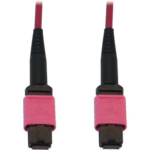 Eaton Tripp Lite Series 100G Multimode 50/125 OM4 Fiber Optic Cable (12F MTP/MPO-PC F/F), LSZH, Magenta, 2 m (6.6 ft.)